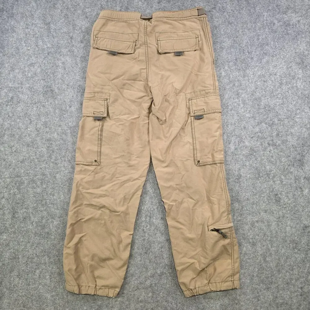 VTG Y2K Gap Pants Boys Youth XL Khaki‎ Cargo Elastic Hem Belted Outdoor Hiking